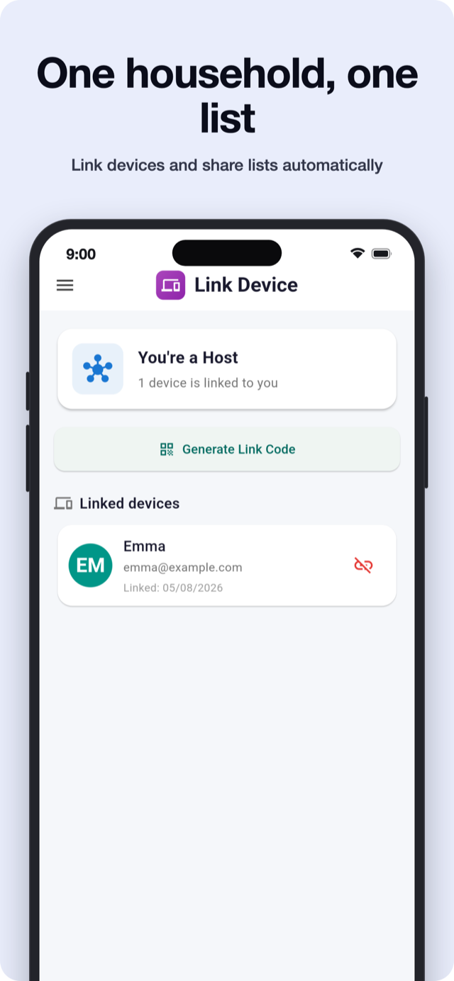 Linking devices for one shared household